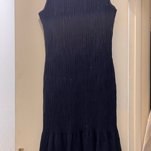 St. John Evening dress navy dark blue knit beaded - Picture 6 of 7
